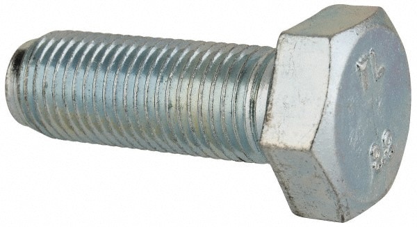Hex Head Cap Screw: M14x1.5, 40.00 mm Length Under Head, Grade 8.8 Steel, Zinc Finish