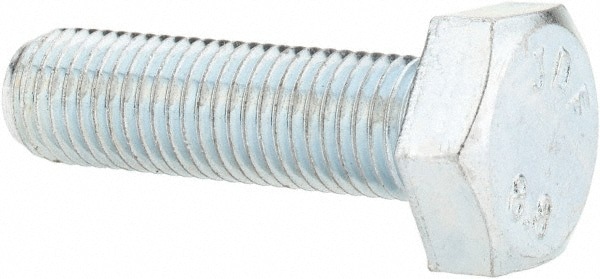 Hex Head Cap Screw: M10x1.25, 35.00 mm Length Under Head, Grade 8.8 Steel, Zinc Finish