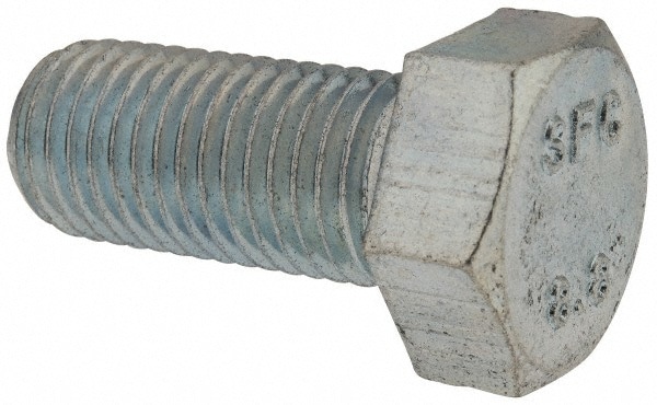 Hex Head Cap Screw: M20x2.5, 45.00 mm Length Under Head, Grade 8.8 Steel, Zinc Finish