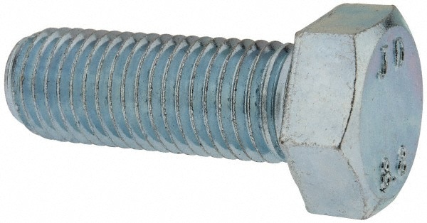 Hex Head Cap Screw: M20x2.5, 55.00 mm Length Under Head, Grade 8.8 Steel, Zinc Finish