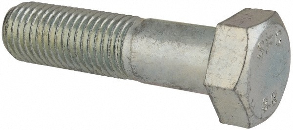 Hex Head Cap Screw: M20x2.5, 80.00 mm Length Under Head, Grade 8.8 Steel, Zinc Finish