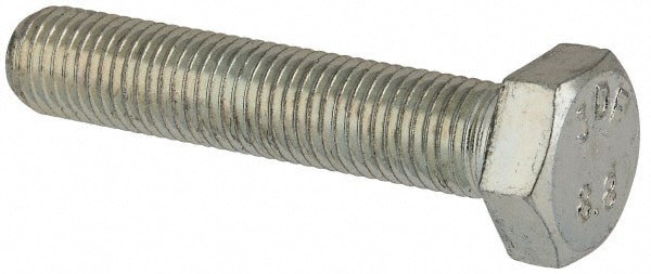 Hex Head Cap Screw: M8x1, 40.00 mm Length Under Head, Grade 8.8 Steel, Zinc Finish