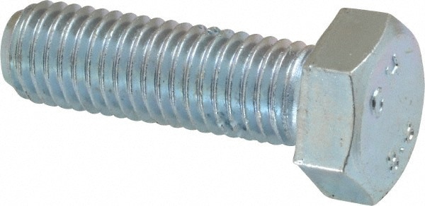 Hex Head Cap Screw: M14x2, 45.00 mm Length Under Head, Grade 8.8 Steel, Zinc Finish
