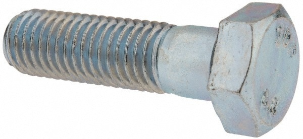 Hex Head Cap Screw: M14x2, 50.00 mm Length Under Head, Grade 8.8 Steel, Zinc Finish