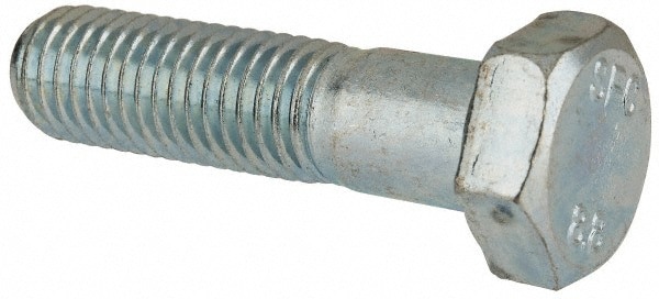 Hex Head Cap Screw: M14x2, 55.00 mm Length Under Head, Grade 8.8 Steel, Zinc Finish