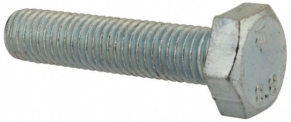 Hex Head Cap Screw: M10 x 1.50 x 45 mm, Grade 8.8 Steel, Zinc-Plated