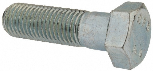 Hex Head Cap Screw: M16x2, 55.00 mm Length Under Head, Grade 8.8 Steel, Zinc Finish