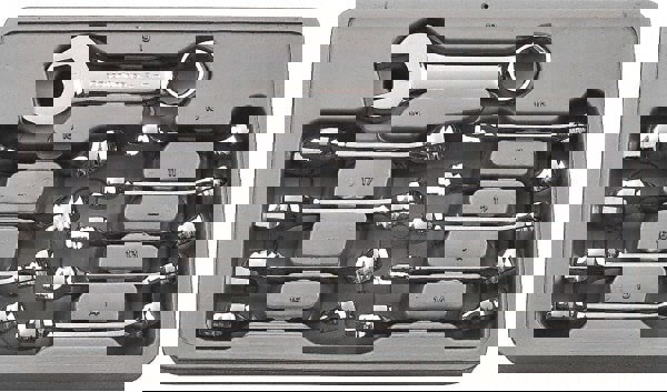 Combination Wrench Set: 10 Pc, 10 mm 11 mm 12 mm 13 mm 14 mm 15 mm 16 mm 17 mm 18 mm & 19 mm Wrench, Metric