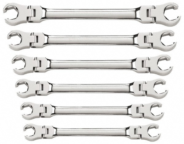 Flare Nut Wrench Set: 6 Pc, 10 x 12 mm 13 x 14 mm 15 x 17 mm 16 x 18 mm 19 x 21 mm & 9 x 11 mm Wrench, Metric