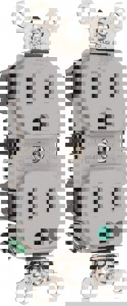 Straight Blade Duplex Receptacle: NEMA 5-15R, 15 Amps, Self-Grounding