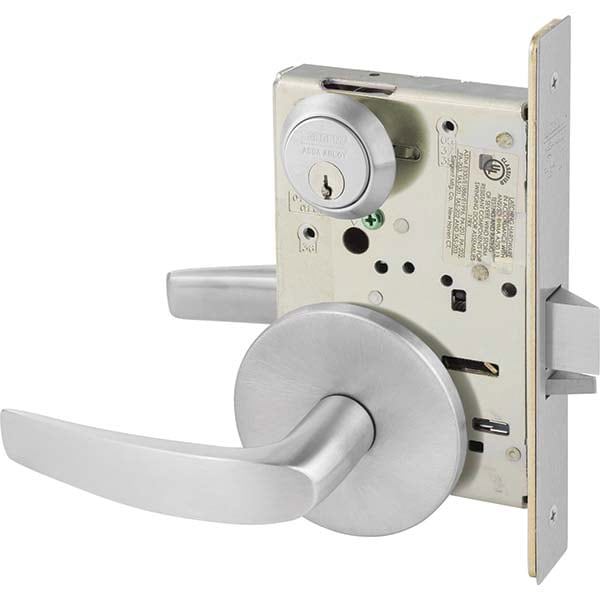 Lever Locksets; Type: Storeroom; Door Thickness: 1-3/4; Key Type: Conventional; Back Set: 2-3/4; For Use With: Commercial Doors; Finish/Coating: Satin Chrome; Material: Steel; Material: Steel; Door Thickness: 1-3/4; Lockset Grade: Grade 1; Performance: He