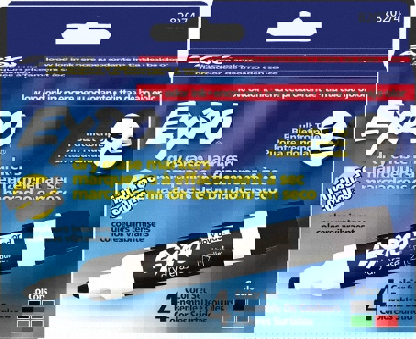 Pack of 4 Low Odor Bullet Tip Dry Erase Markers, Black, Blue, Green & Red