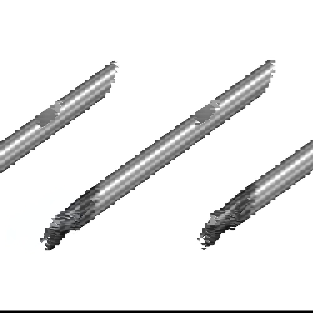Corner Chamfer End Mill: 6 mm Dia, 6 mm LOC, 3 Flutes, 0.13 mm Chamfer Width, Solid Carbide