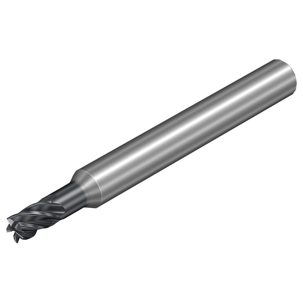 Corner Chamfer End Mill: 4 mm Dia, 6 mm LOC, 5 Flutes, 0.13 mm Chamfer Width, Solid Carbide