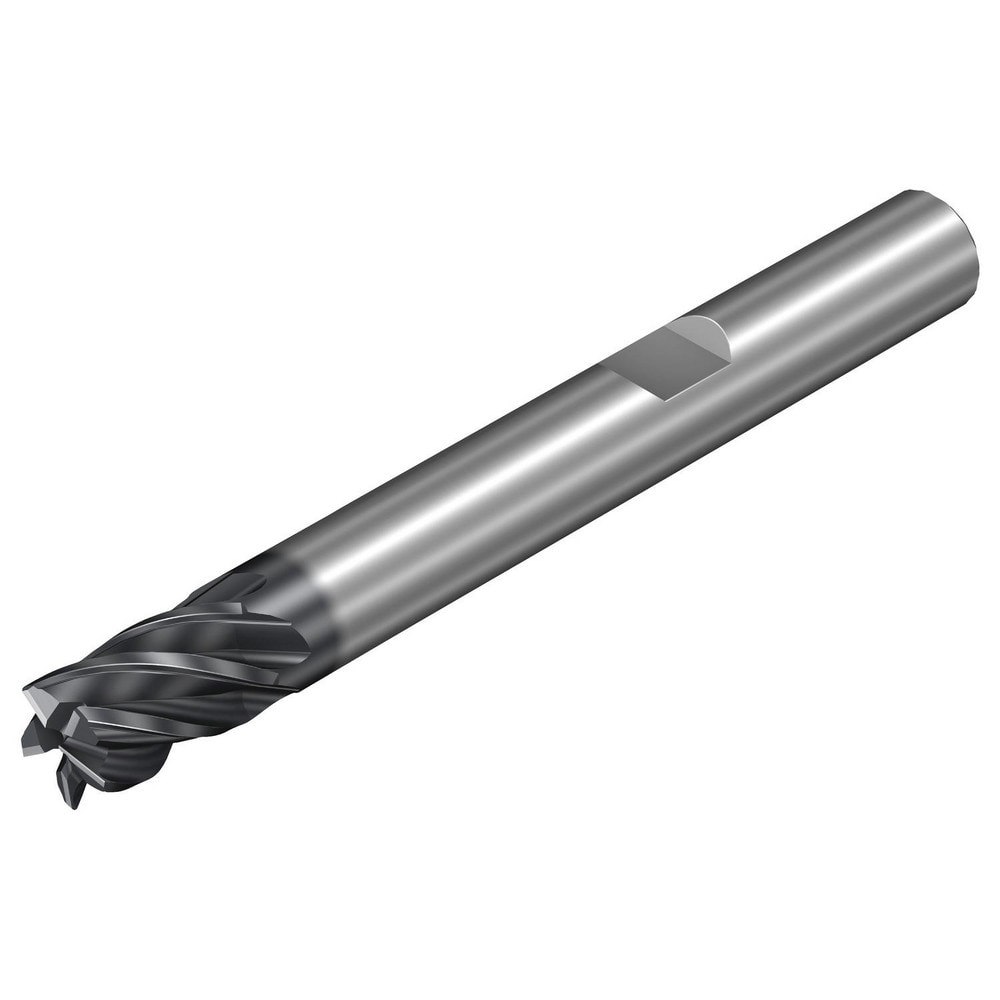 Corner Chamfer End Mill: 6 mm Dia, 9 mm LOC, 5 Flutes, 0.13 mm Chamfer Width, Solid Carbide
