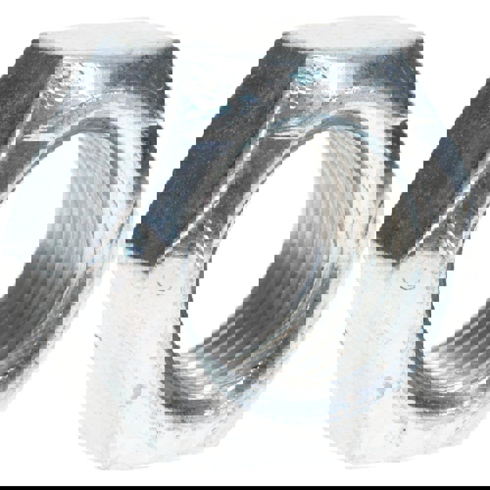 Hex Lock Nut: Distorted Thread Lock, 1-8, Grade C Steel, Clear Cadmium Finish