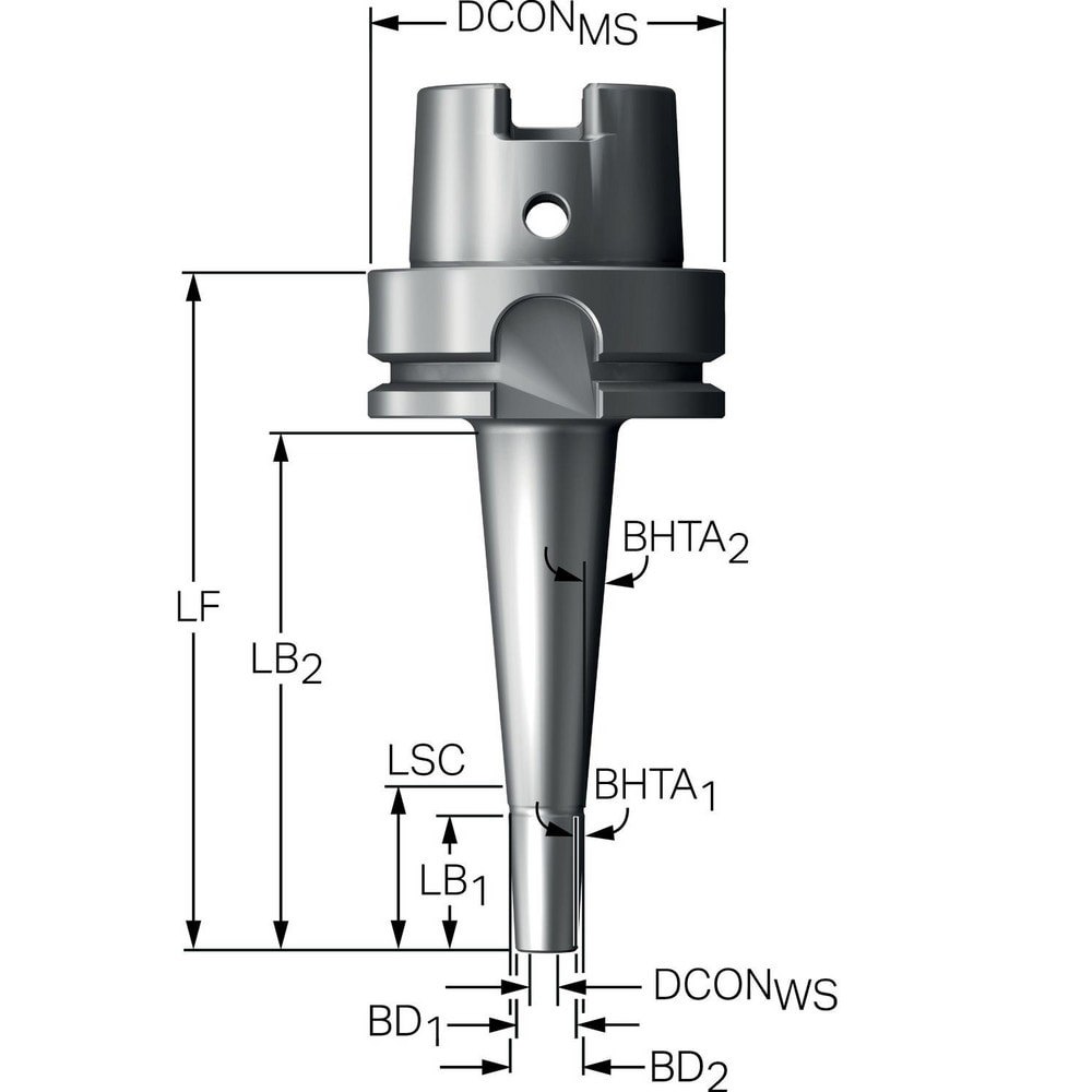 Shrink-Fit Tool Holders & Adapters; Shank Type: Modular Connection ; Shank Diameter (Decimal Inch): 2.4804 ; Shank Diameter (mm): 63.00 ; Modular Connection Size: HSK63A ; Overall Length (mm): 120.00 ; Overall Length (Decimal Inch): 4.7244