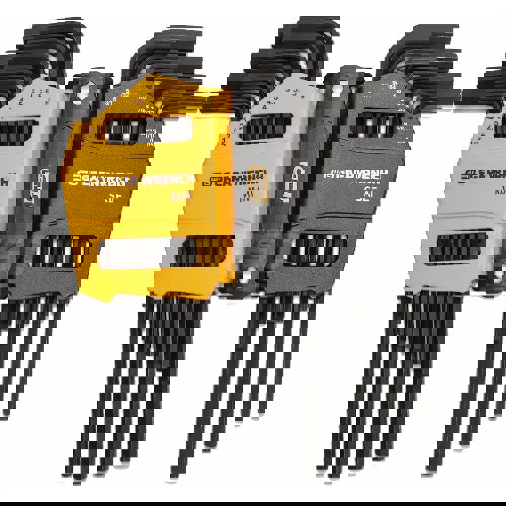 Hex Key Sets; Tool Type: Hex ; Handle Type: L-Handle ; Measurement Type: Metric; SAE ; Hex Size Range (Inch): 0.050 - 3/8 ; Hex Size Range (mm): 1.5 - 10 ; UNSPSC Code: 27111710