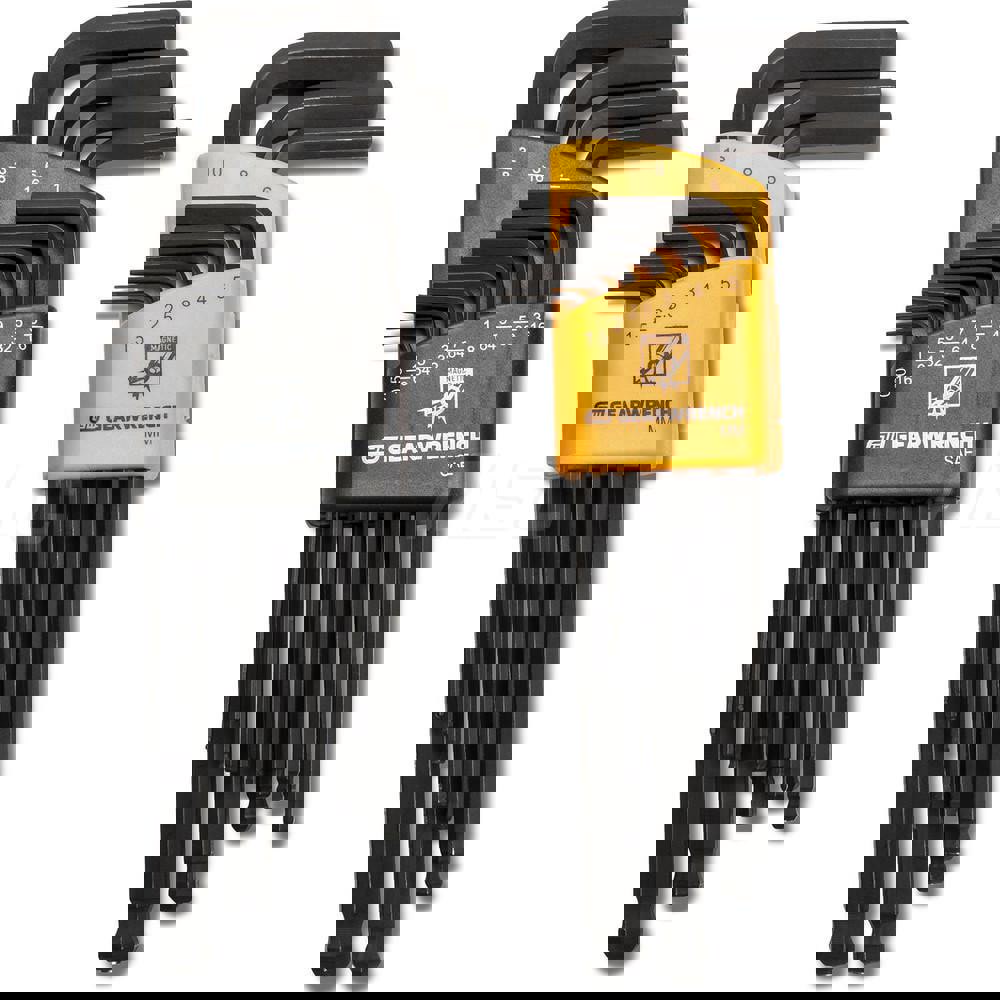 Hex Key Sets; Tool Type: Hex ; Handle Type: L-Handle ; Measurement Type: Metric; SAE ; Hex Size Range (Inch): 0.050 - 3/8 ; Hex Size Range (mm): 1.5 - 10 ; UNSPSC Code: 27111710