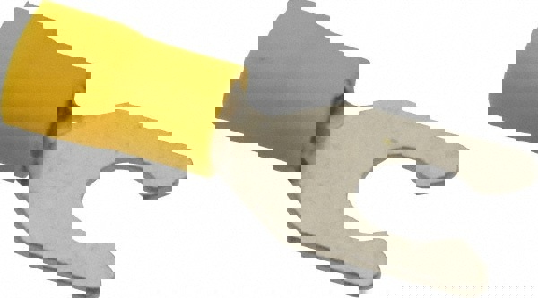 Locking Fork Terminal: Yellow, Vinyl, Partially Insulated, #1/4