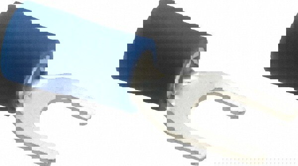 Standard Fork Terminal: Blue, Vinyl, Partially Insulated, #8 Stud, Crimp