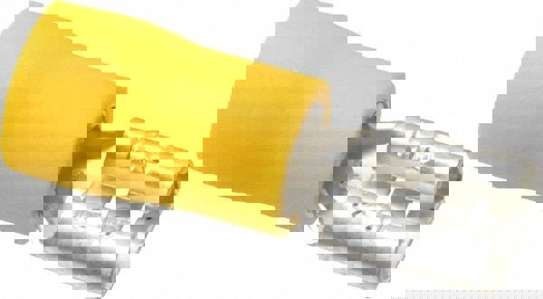 Wire Disconnect: Female, Yellow, Vinyl, 12-10 AWG, 1/4
