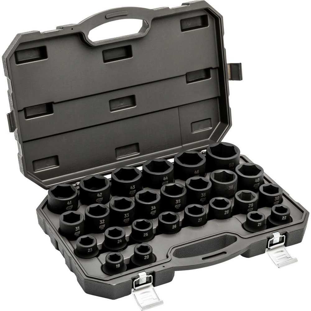 Socket Sets; Set Type: Impact ; Drive Size: 3/4 ; Minimum Size (mm): 19.00 ; Maximum Size (mm): 50.00 ; Tool Type: Impact Socket ; Material: Chromium-Molybdenum Steel