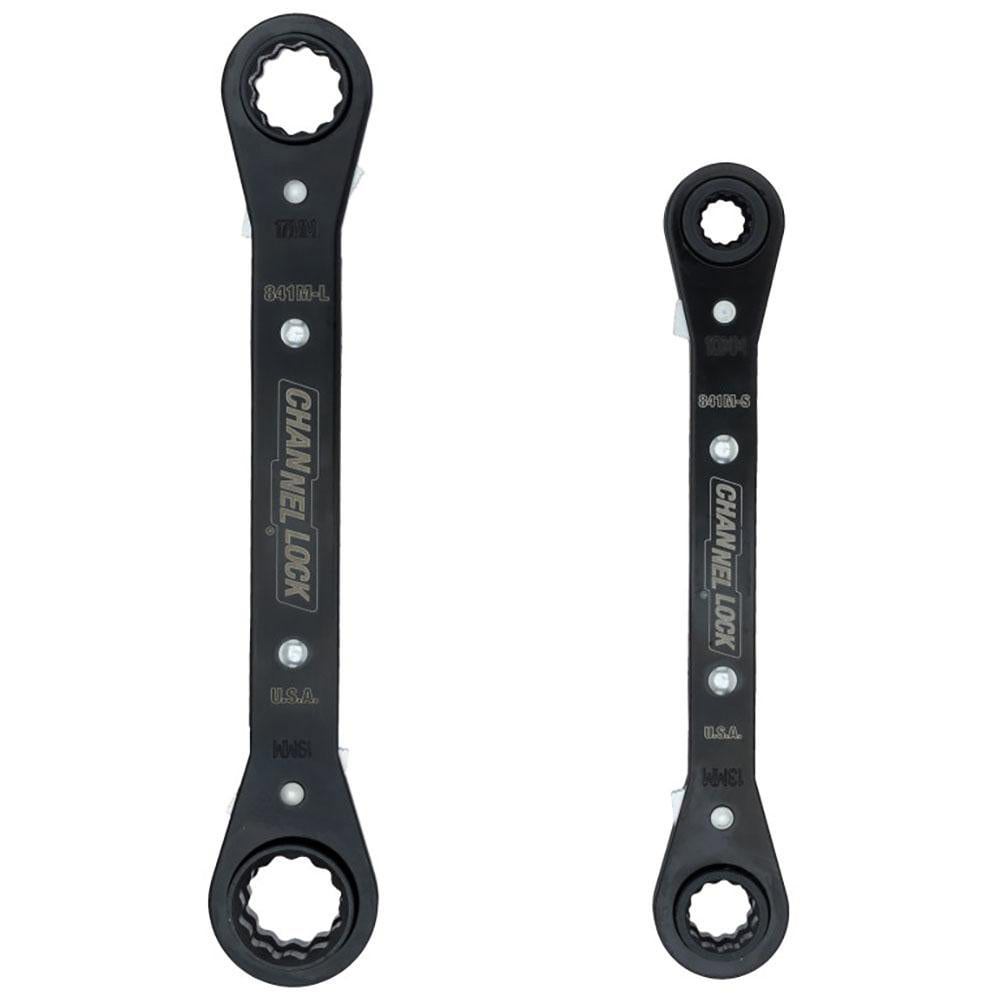 Ratcheting Box Wrench Set: 2 Pc, 12 x 13 mm 16 x 17 mm 18 x 19 mm & 8 x 10 mm Wrench, Metric