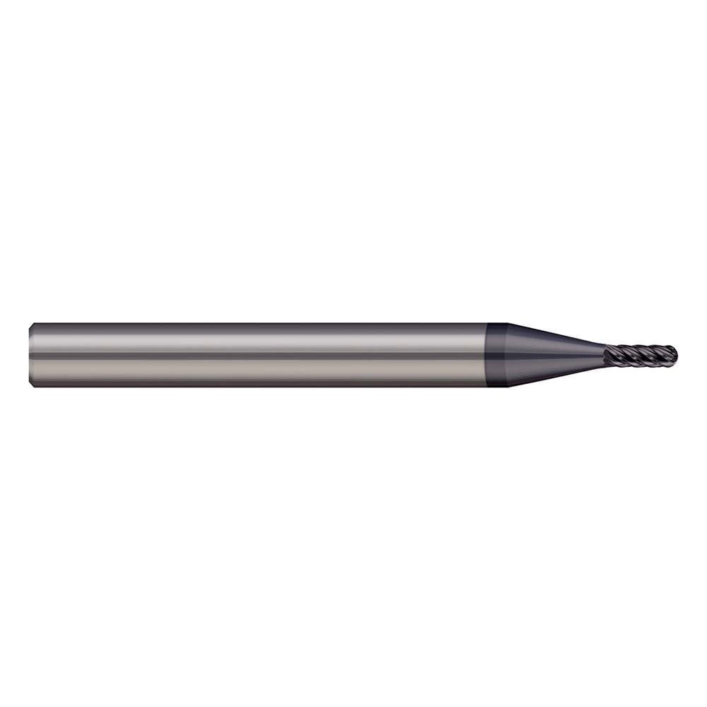 Ball End Mills; Mill Diameter (Decimal Inch): 0.0400in ; Number Of Flutes: 6 ; End Mill Material: Solid Carbide ; Shank Diameter (Inch): 1/4in ; Shank Diameter (Decimal Inch): 0.2500 ; Overall Length (Decimal Inch): 2.5000in