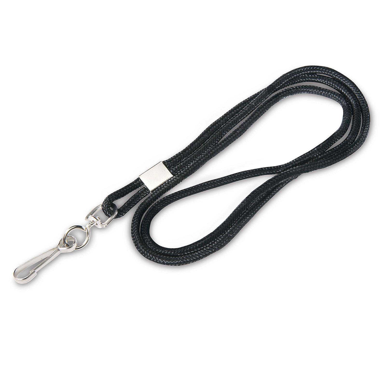 Badge Lanyards; Material: Polyester ; Color: Black ; Length (Inch): 36 ; UNSPSC Code: 55121807