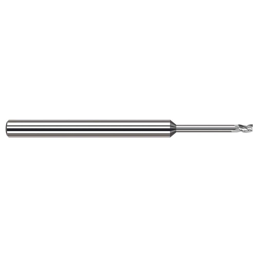 Square End Mill: 3/64'' Dia, 0.07'' LOC, 1/8'' Shank Dia, 2-1/2'' OAL, 3 Flutes, Solid Carbide