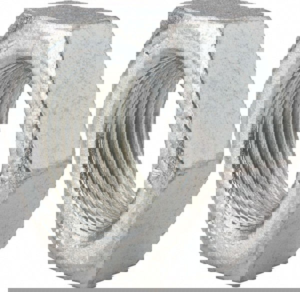 Hex Nut: 1-1/8-12, Grade 5 Steel, Clear Zinc Finish