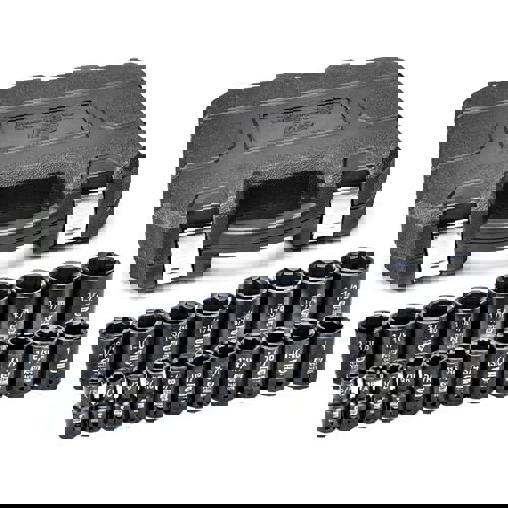 Impact Standard Socket Set: 19 Pc, 1/2