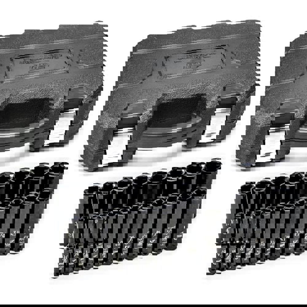 Deep Impact Socket Set: 19 Pc, 3/8 to 1-1/2