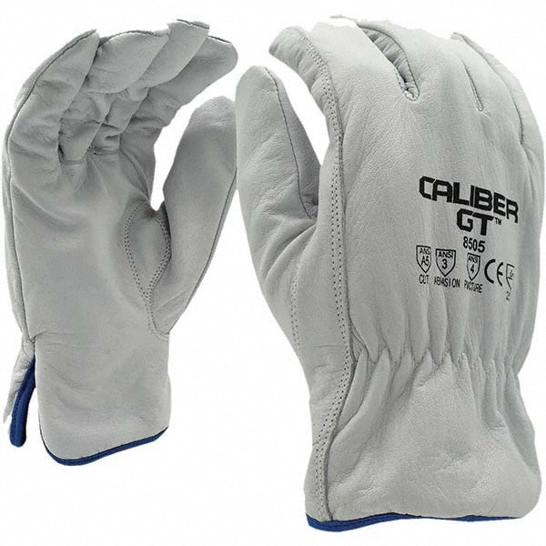 Cut, Puncture & Abrasive-Resistant Gloves: Size M, ANSI Cut A5, ANSI Puncture 4, Leather