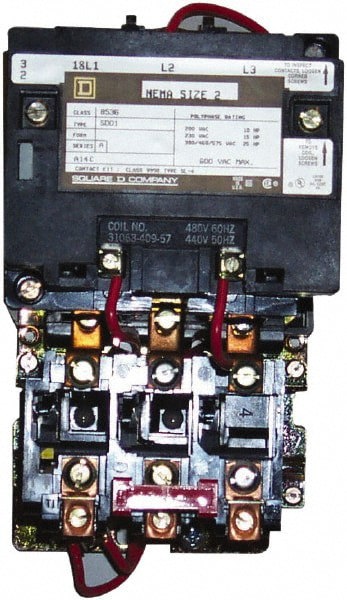 220 Coil VAC at 50 Hz, 240 Coil VAC at 60 Hz, 45 Amp, NEMA Size 2, Nonreversible Open Enclosure NEMA Motor Starter