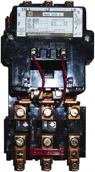440 Coil VAC at 50 Hz, 480 Coil VAC at 60 Hz, 90 Amp, NEMA Size 3, Nonreversible Open Enclosure NEMA Motor Starter
