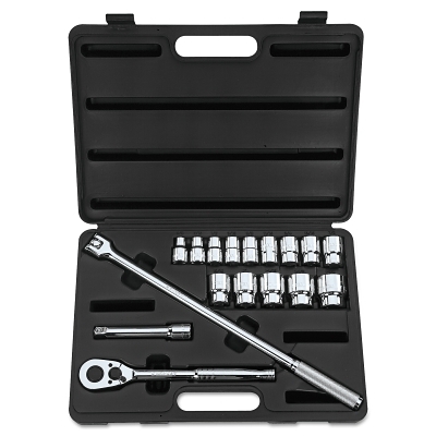 Standard Socket Set: 17 Pc, 1/2
