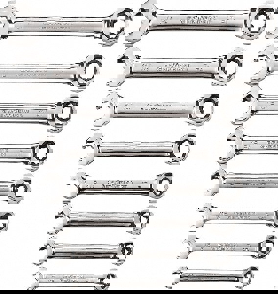 Ratcheting Combination Wrench Set: 8 Pc, 1/2