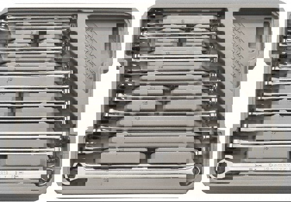 Ratcheting Box Wrench Set: 12 Pc, 10 mm 11 mm 12 mm 13 mm 14 mm 15 mm 16 mm 17 mm 18 mm 19 mm 8 mm & 9 mm Wrench, Metric
