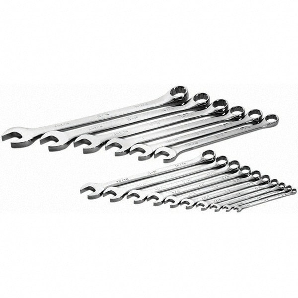 Combination Wrench Set: 16 Pc, Inch