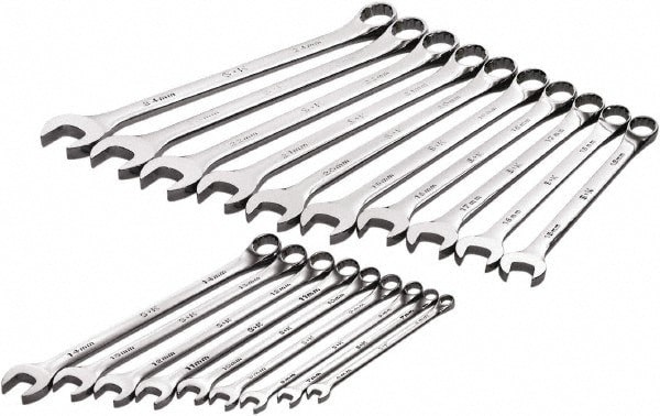 Combination Wrench Set: 19 Pc, Metric