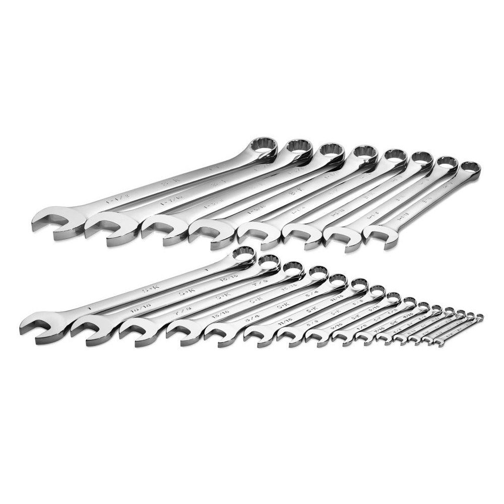 Combination Wrench Set: 23 Pc, 1/4 to 1-1/2