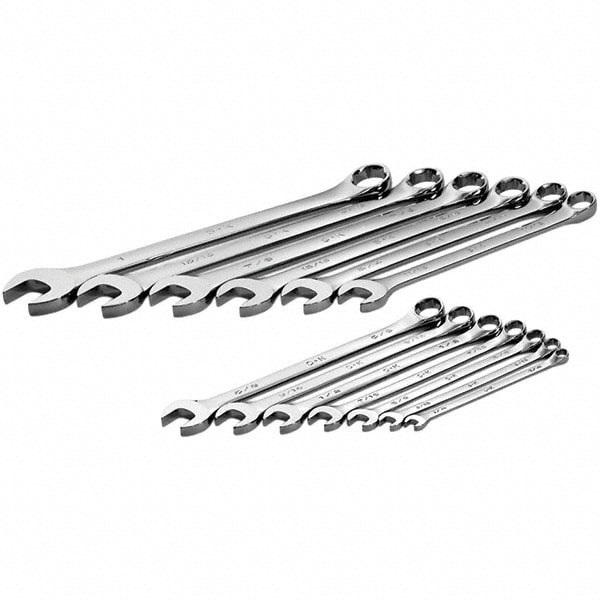 Combination Wrench Set: 13 Pc, 1/4 to 1