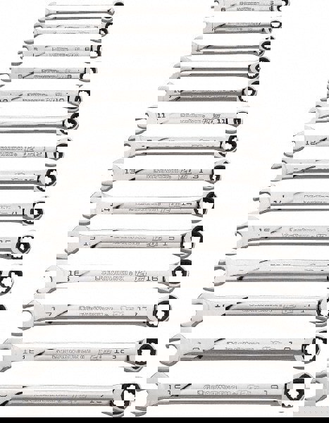 Ratcheting Combination Wrench Set: 14 Pc, 10 mm 11 mm 12 mm 13 mm 14 mm 15 mm 16 mm 17 mm 18 mm 19 mm 6 mm 7 mm 8 mm & 9 mm Wrench, Metric