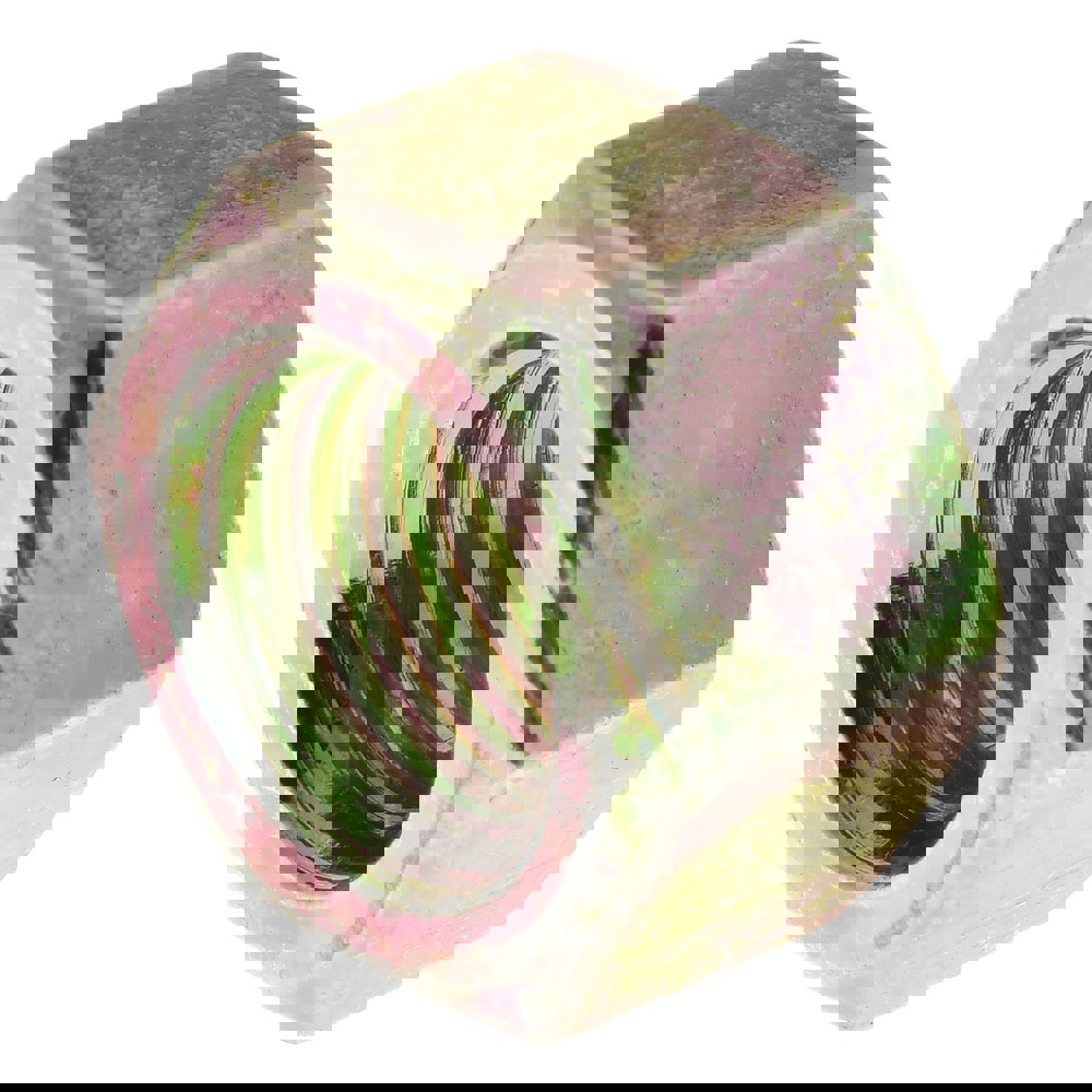 Hex Nut: 3/8-16, Grade 8 Steel, Zinc Yellow Dichromate Finish