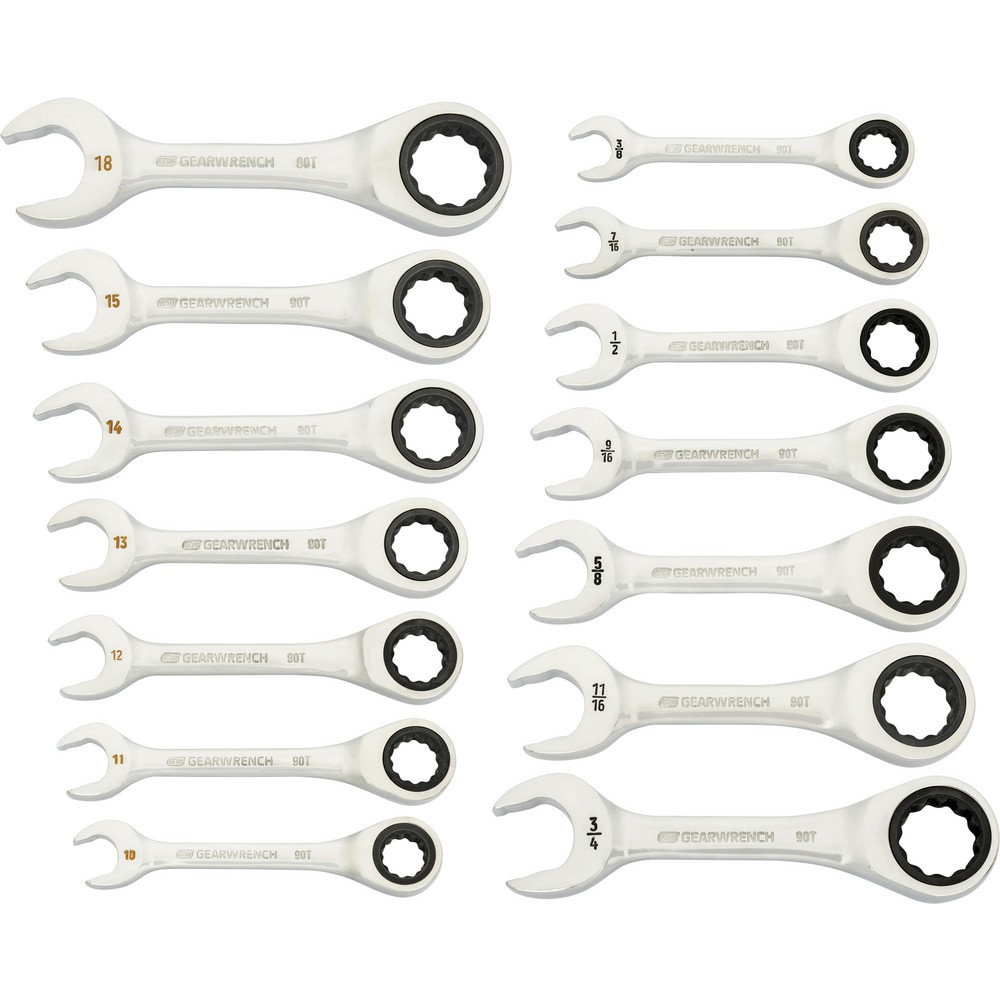 Wrench Sets; Set Type: Stubby Wrench Set ; System Of Measurement: Standard; Metric ; Size Range: 3/8