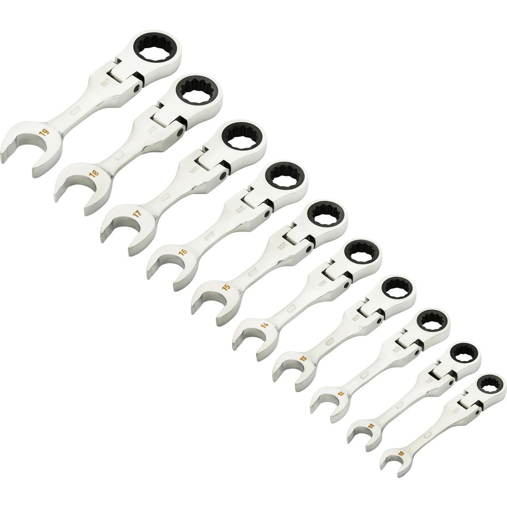 Wrench Sets; Set Type: Stubby Wrench Set ; System Of Measurement: Metric ; Size Range: 10mm-19mm ; Container Type: Wrench Rack ; Material: Alloy Steel ; Finish Coating: Polished Chrome