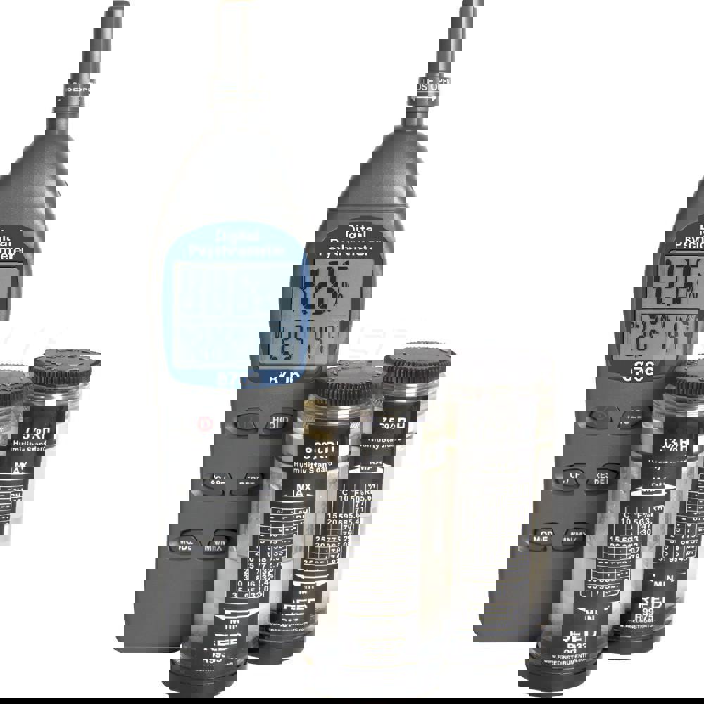 Digital Psychrometers; Type: Psychrometer; Minimum Dew Point (F): -109.0; Maximum Dew Point (F): 122; Minimum Humidity: 0; Maximum Humidity: 100; Resolution: 0.1; Accuracy (%): 3.00; Accuracy Degree (C): 0.6; Accuracy Degree (F): 1.0; Minimum Dew Point (C
