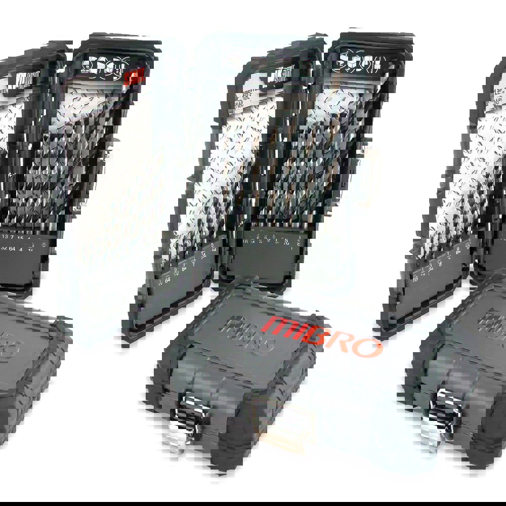 Drill Bit Set: Jobber Length Drill Bits & Twist Drill Bits, 17 Pc, 0.0625